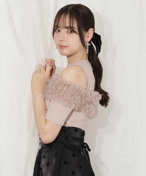 WILLSELECTION(ウィルセレクション)の「チュールフリルテレコトップス(Tシャツ/カットソー・レディース・ブラック/オフホワイト/ピンク・FREE)」の15枚目の写真