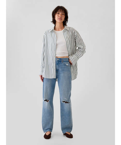 GAP（ギャップ）の「オーガニックコットン ストライプビッグシャツ