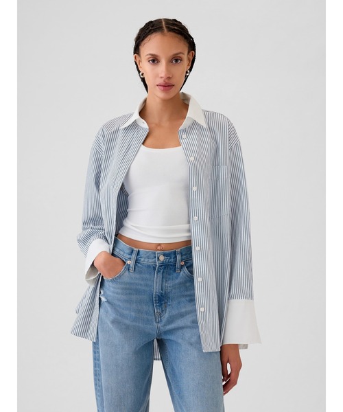 GAP（ギャップ）の「オーガニックコットン ストライプビッグシャツ