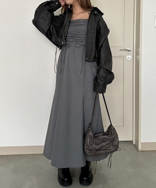 OLIVE des OLIVE(オリーブデオリーブ)の「ドロストマーメイドキャミワンピース(ワンピース・レディース・ブラウン/ブラック/ブルー/ベージュ/グレー/ブラック系その他・FREE)」の9枚目の写真