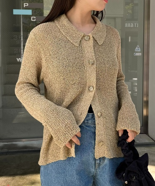 WILLOW(ウィロー)の「【WILLOW】メランジボタン衿付きニット(ニット/セーター・レディース・グレー/ベージュ・ONE SIZE)」の1枚目の写真