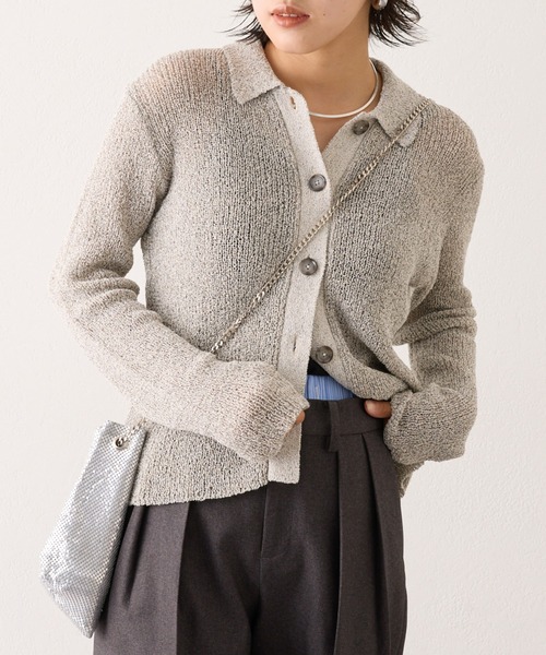 WILLOW(ウィロー)の「【WILLOW】メランジボタン衿付きニット(ニット/セーター・レディース・グレー/ベージュ・ONE SIZE)」の10枚目の写真