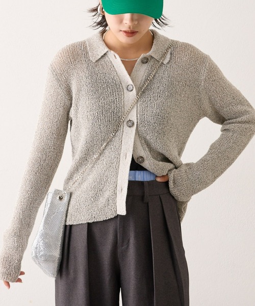 WILLOW(ウィロー)の「【WILLOW】メランジボタン衿付きニット(ニット/セーター・レディース・グレー/ベージュ・ONE SIZE)」の9枚目の写真