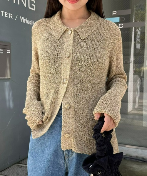 WILLOW(ウィロー)の「【WILLOW】メランジボタン衿付きニット(ニット/セーター・レディース・グレー/ベージュ・ONE SIZE)」の6枚目の写真