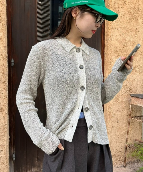 WILLOW(ウィロー)の「【WILLOW】メランジボタン衿付きニット(ニット/セーター・レディース・グレー/ベージュ・ONE SIZE)」の3枚目の写真