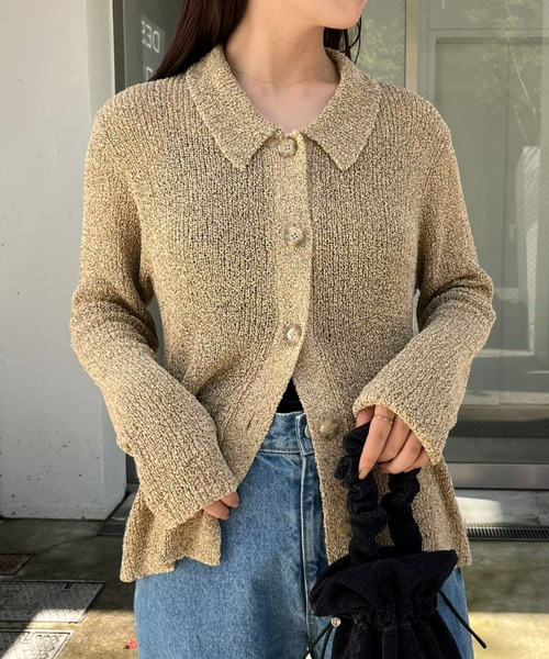 WILLOW(ウィロー)の「【WILLOW】メランジボタン衿付きニット(ニット/セーター・レディース・グレー/ベージュ・ONE SIZE)」の7枚目の写真