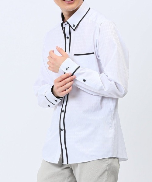 【セール】m.f.エディトリアル メンズ ドビー 二枚衿ボタンダウン長袖シャツ(シャツ/ブラウス)|m.f.editorial(エムエフエディトリアル)
