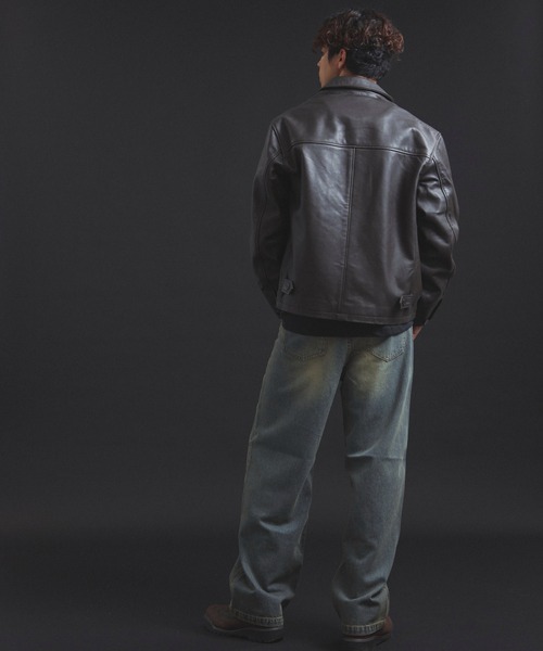 ジャケット・アウター SKOOKUM JE LAMB LEATHER CAR COAT SKOOKUM 革ジャン ライダース SKOOKUM.JE LAMB LEATHER CAR COAT