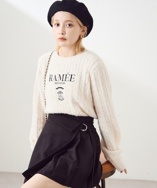 one after another NICE CLAUP(ワンアフターアナザーナイスクラップ)の「刺繍ケーブルニット【ZOZOTOWN限定商品】(ニット/セーター・レディース・ピンク/アイボリー/ブラック/ブルーグレー・FREE)」の20枚目の写真