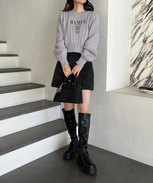 one after another NICE CLAUP(ワンアフターアナザーナイスクラップ)の「刺繍ケーブルニット【ZOZOTOWN限定商品】(ニット/セーター・レディース・ピンク/アイボリー/ブラック/ブルーグレー・FREE)」の17枚目の写真