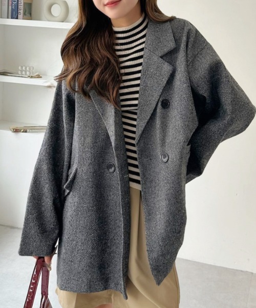 セール】1枚で主役級“ジャコット”。グレンチェック ダブル ショート丈