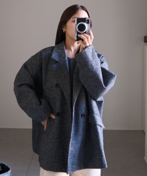 セール】1枚で主役級“ジャコット”。グレンチェック ダブル ショート丈