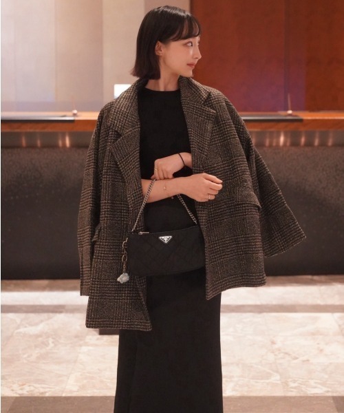 セール】1枚で主役級“ジャコット”。グレンチェック ダブル ショート丈