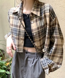チェック柄ショート丈シャツ