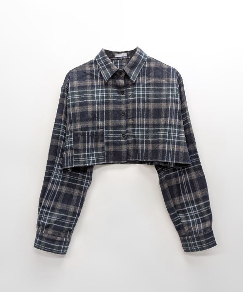 Riff(リフ)の「チェック柄ショート丈シャツ(シャツ/ブラウス・レディース・ベージュ/ネイビー・FREE)」の22枚目の写真