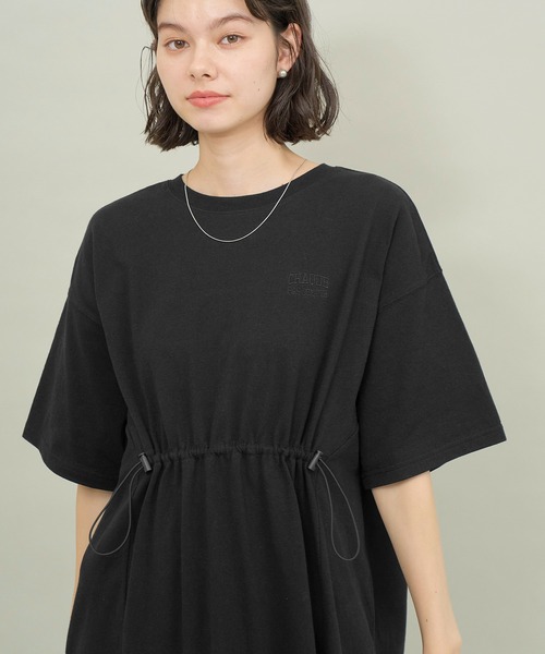 ROPE' PICNIC（ロペピクニック）の「ウエストドロスト付きTワンピース（ワンピース・レディース・ブラック/ベージュ/オフホワイト・38）」の2枚目の写真