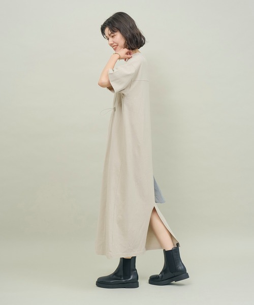 ROPE' PICNIC（ロペピクニック）の「ウエストドロスト付きTワンピース（ワンピース・レディース・ブラック/ベージュ/オフホワイト・38）」の20枚目の写真