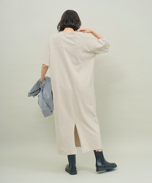 ROPE' PICNIC（ロペピクニック）の「ウエストドロスト付きTワンピース（ワンピース・レディース・ブラック/ベージュ/オフホワイト・38）」の21枚目の写真