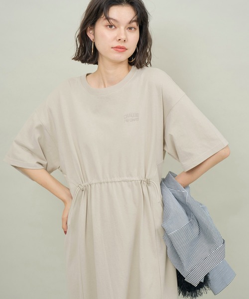 ROPE' PICNIC（ロペピクニック）の「ウエストドロスト付きTワンピース（ワンピース・レディース・ブラック/ベージュ/オフホワイト・38）」の22枚目の写真