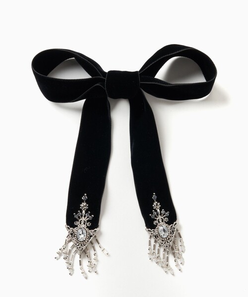 tanakadaisuke ベルベットリボン　Lavender gray crystal silver tip velvet long ribbon – tanakadaisuke