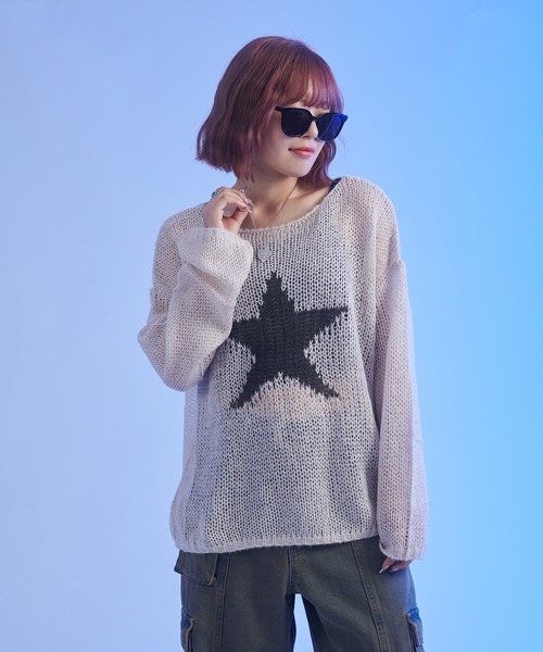 sedacle(セダクル)の「スター透かし編みニット(ニット/セーター・メンズ・ブラック/アイボリー/マスタード・SMALL/MEDIUM/LARGE)」の2枚目の写真