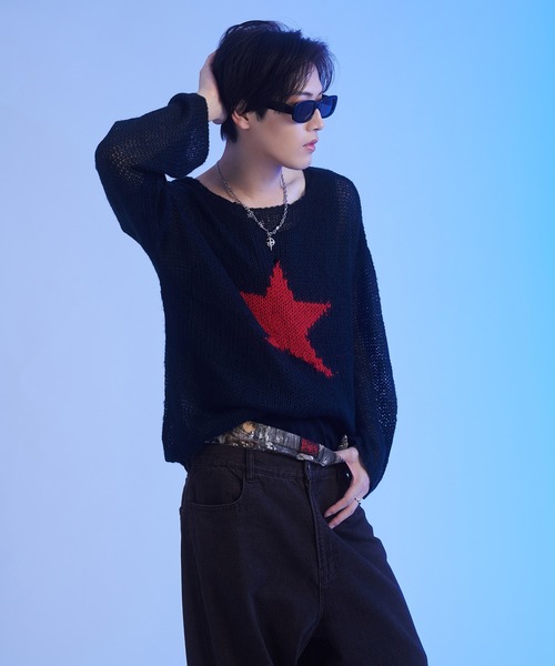 sedacle(セダクル)の「スター透かし編みニット(ニット/セーター・メンズ・ブラック/アイボリー/マスタード・SMALL/MEDIUM/LARGE)」の11枚目の写真