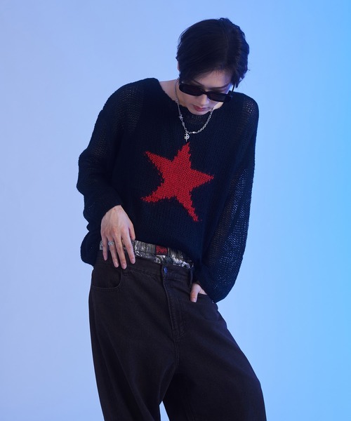 sedacle(セダクル)の「スター透かし編みニット(ニット/セーター・メンズ・ブラック/アイボリー/マスタード・SMALL/MEDIUM/LARGE)」の12枚目の写真