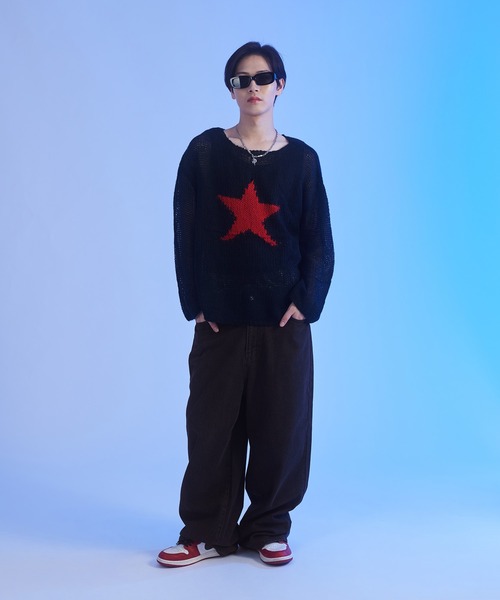 sedacle(セダクル)の「スター透かし編みニット(ニット/セーター・メンズ・ブラック/アイボリー/マスタード・SMALL/MEDIUM/LARGE)」の13枚目の写真