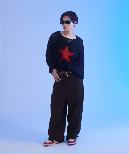 sedacle(セダクル)の「スター透かし編みニット(ニット/セーター・メンズ・ブラック/アイボリー/マスタード・SMALL/MEDIUM/LARGE)」の15枚目の写真