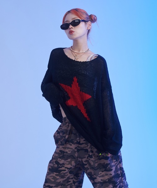 sedacle(セダクル)の「スター透かし編みニット(ニット/セーター・メンズ・ブラック/アイボリー/マスタード・SMALL/MEDIUM/LARGE)」の18枚目の写真