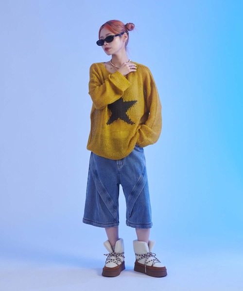 sedacle(セダクル)の「スター透かし編みニット(ニット/セーター・メンズ・ブラック/アイボリー/マスタード・SMALL/MEDIUM/LARGE)」の22枚目の写真