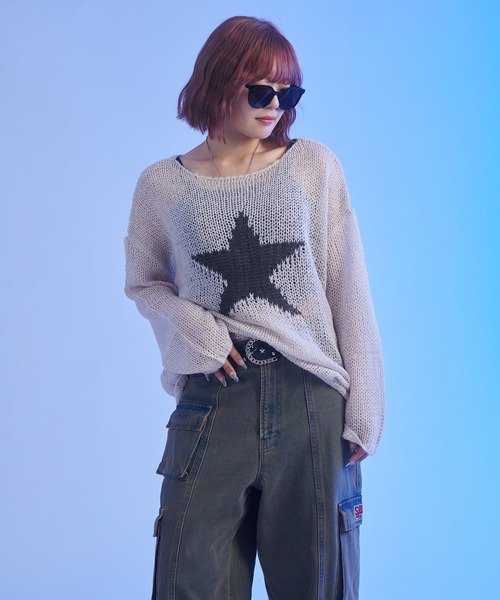 sedacle(セダクル)の「スター透かし編みニット(ニット/セーター・メンズ・ブラック/アイボリー/マスタード・SMALL/MEDIUM/LARGE)」の4枚目の写真
