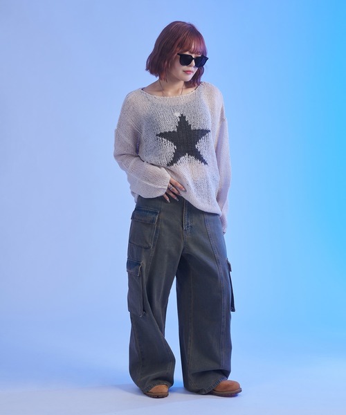 sedacle(セダクル)の「スター透かし編みニット(ニット/セーター・メンズ・ブラック/アイボリー/マスタード・SMALL/MEDIUM/LARGE)」の8枚目の写真