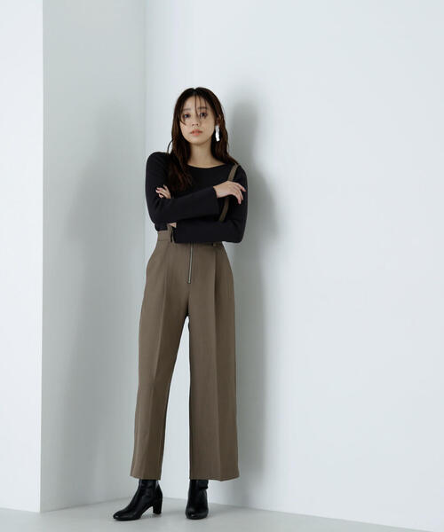【美品】NATURAL BEAUTYBASIC サス付フロントジップワイドパンツ NATURAL BEAUTY BASIC（ナチュラルビューティーベーシック）の