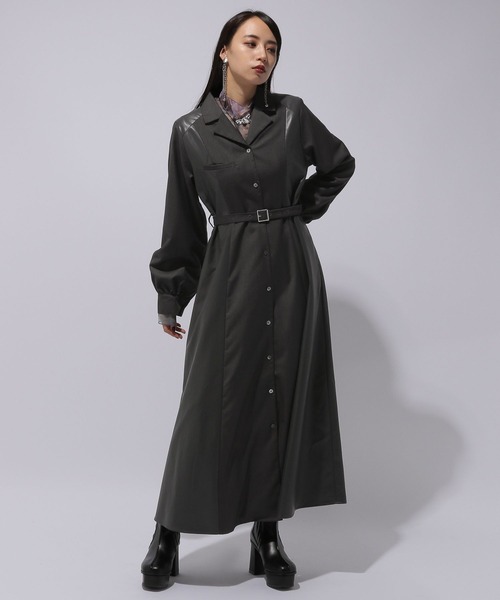 m*i様 訳あり美品✨HARE2wayレザーキリカエワンピース春コートフラシプリ HARE（ハレ）の「フェイクレザーキリカエワンピース(HARE)（ワンピース