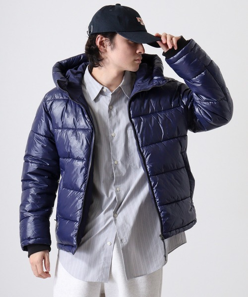 SUGGESTION(サジェッション)の「Silent-processed padded hood jacket / シレー加工 中綿フードジャケット unisex(ダウンジャケット/コート・メンズ・ダークブルー/ブラック/ガンメタ・M/L/LL)」の12枚目の写真