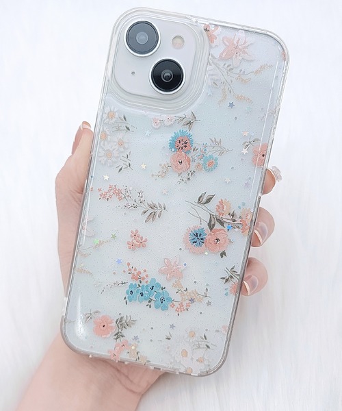 EmiriaWiz - パレフローラル柄iPhoneケース セール】スパンコール入り ボタニカル柄 クリア iPhone ケース