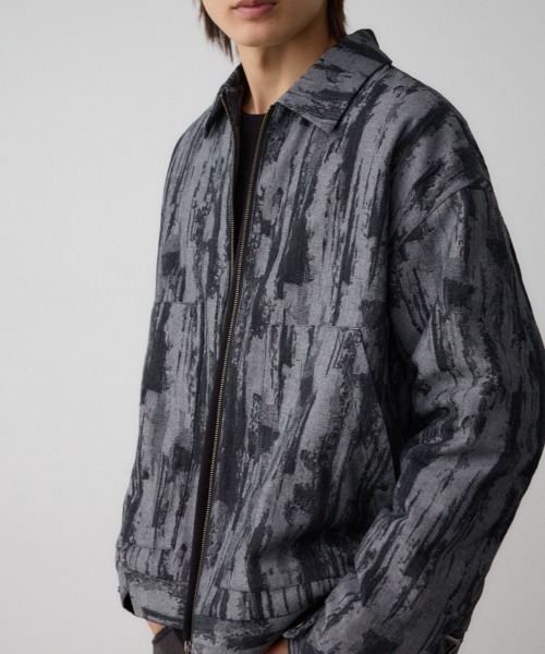 AZUL by moussy(アズールバイマウジー)の「ジャガードジップシャウター(テーラードジャケット・メンズ・ブラック系その他/グレー系その他/ホワイト系その他・FREE)」の3枚目の写真