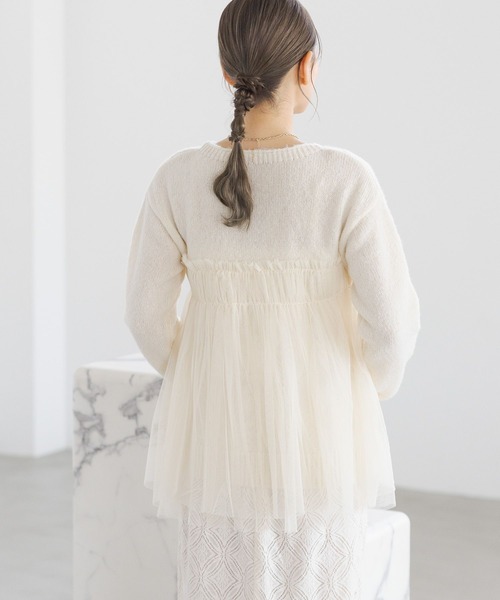 LAKOLE（ラコレ）の「チュールドッキングニットプルオーバー / 149362（ニット/セーター・レディース・ブラック/グレー/アイボリー・FREE）」の8枚目の写真