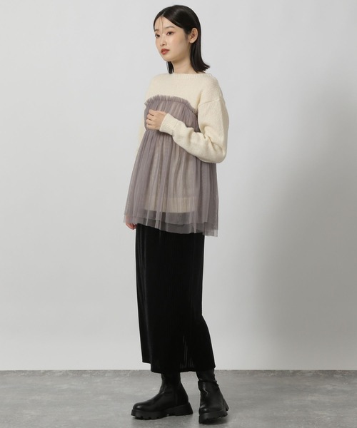 LAKOLE（ラコレ）の「チュールドッキングニットプルオーバー / 149362（ニット/セーター・レディース・ブラック/グレー/アイボリー・FREE）」の13枚目の写真