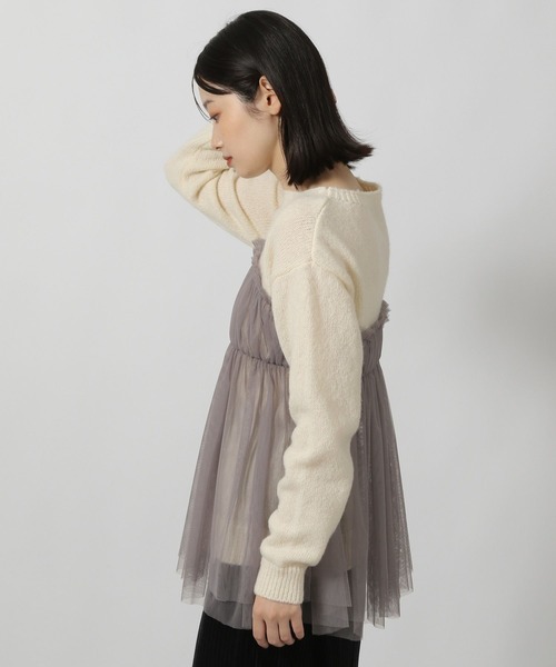LAKOLE（ラコレ）の「チュールドッキングニットプルオーバー / 149362（ニット/セーター・レディース・ブラック/グレー/アイボリー・FREE）」の16枚目の写真