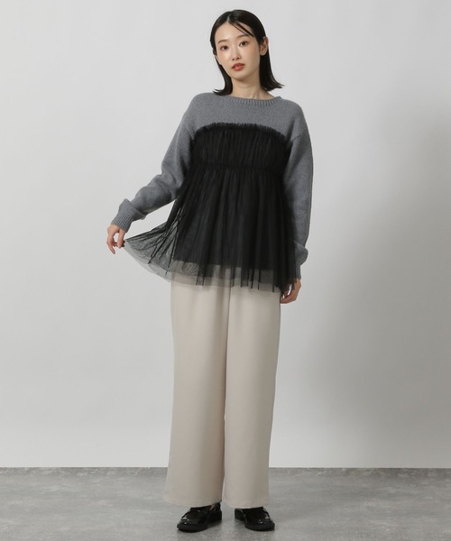 LAKOLE（ラコレ）の「チュールドッキングニットプルオーバー / 149362（ニット/セーター・レディース・ブラック/グレー/アイボリー・FREE）」の9枚目の写真