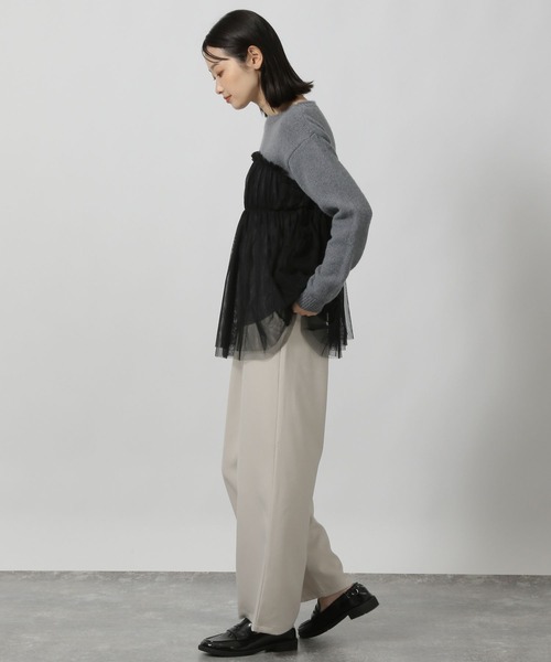 LAKOLE（ラコレ）の「チュールドッキングニットプルオーバー / 149362（ニット/セーター・レディース・ブラック/グレー/アイボリー・FREE）」の10枚目の写真