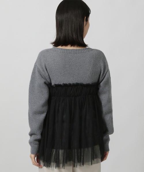 LAKOLE（ラコレ）の「チュールドッキングニットプルオーバー / 149362（ニット/セーター・レディース・ブラック/グレー/アイボリー・FREE）」の12枚目の写真
