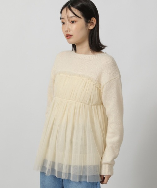 LAKOLE（ラコレ）の「チュールドッキングニットプルオーバー / 149362（ニット/セーター・レディース・ブラック/グレー/アイボリー・FREE）」の21枚目の写真