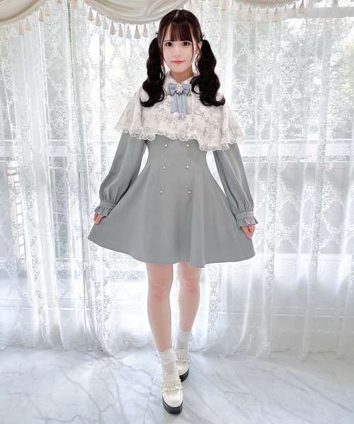 ROJITA（ロジータ）の「セパレートケープロングスリーブワンピース（ワンピース・レディース・ボルドー/ブルー/ブラック・FREE）」の6枚目の写真