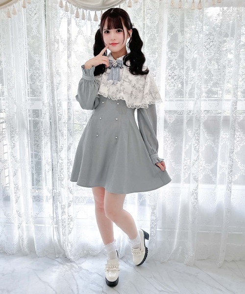 ROJITA（ロジータ）の「セパレートケープロングスリーブワンピース（ワンピース・レディース・ボルドー/ブルー/ブラック・FREE）」の9枚目の写真