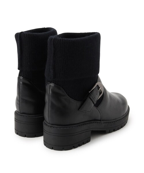 SHOO・LA・RUE（シューラルー）の「◆心地よい履き心地 大人世代のニットエンジニアブーツ（ブーツ・レディース・ベージュ/ダークブラウン/ブラック・35/45/25）」の7枚目の写真