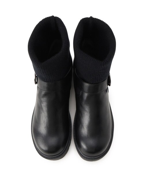 SHOO・LA・RUE（シューラルー）の「◆心地よい履き心地 大人世代のニットエンジニアブーツ（ブーツ・レディース・ベージュ/ダークブラウン/ブラック・35/45/25）」の8枚目の写真