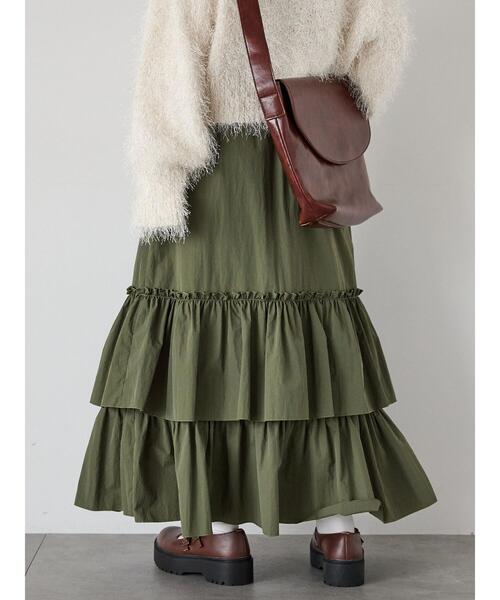 ehka sopo(エヘカソポ)の「シャカシャカティアードスカート(スカート・レディース・ブラック/グレー/カーキ・F)」の3枚目の写真